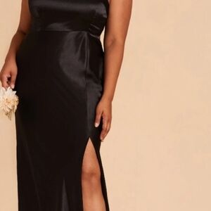 NWT Birdy Grey Kira Black One Shoulder Slit Maxi Dress XXL Formal Bridesmaid Gow